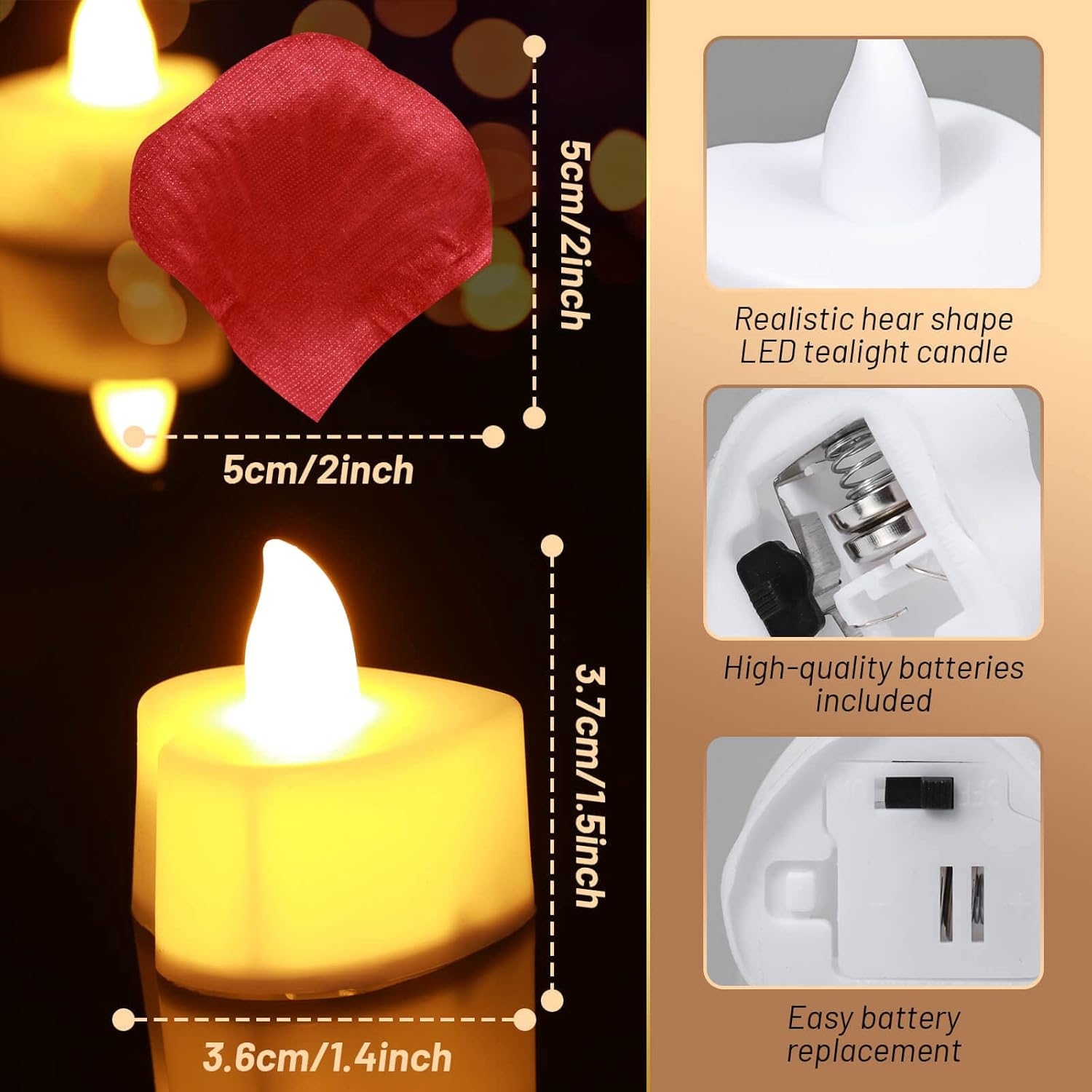 2000 Pieces Artificial Rose Petals With 24 Led Tea Lights Candles, Romantic Decorations Special Night Set For Night, Valentine'S Day, Wedding Anniversary Or Table Décor, Warm White
