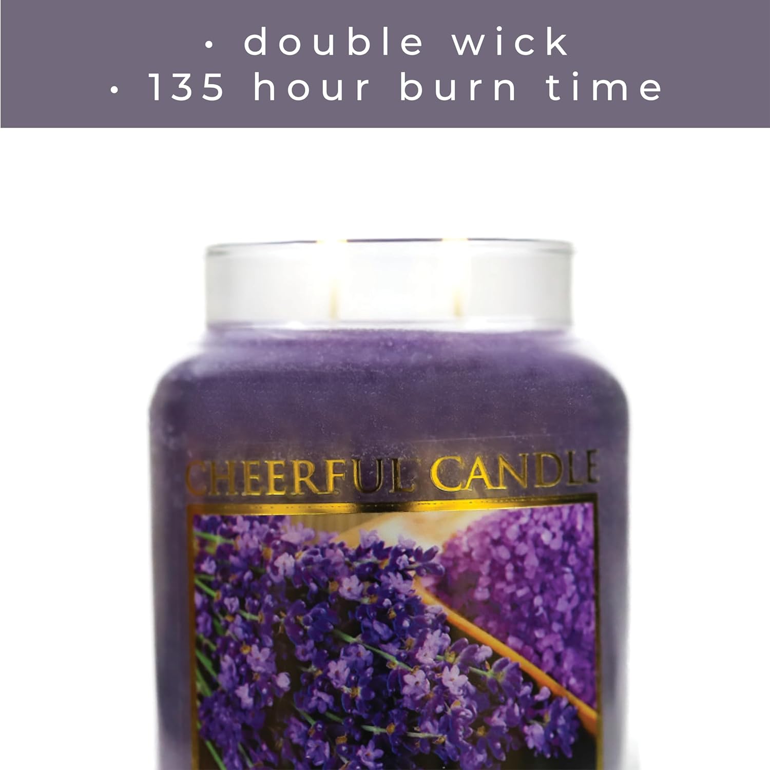 A Cheerful Giver - Lavender Vanilla Scented Glass Jar Candle (24 oz) with Lid & True to Life Fragrance Made in USA
