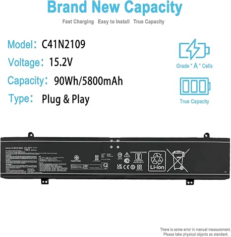 Asus 90Wh C41N2109 Laptop Battery Replacement for Rog Flow X16 Rog Strix G16 G18
