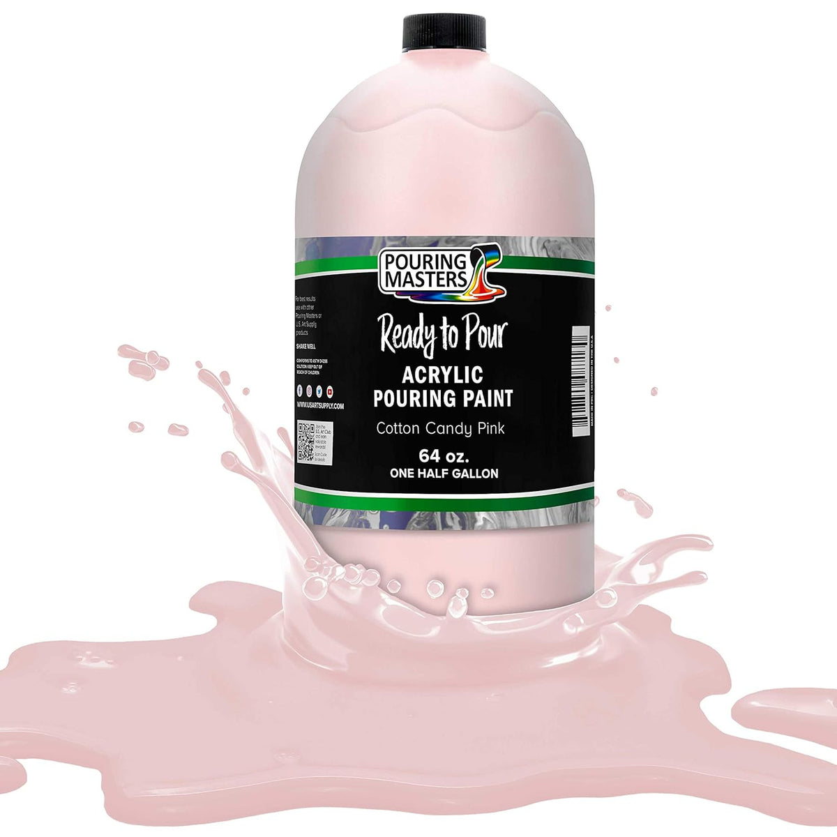 Pouring Masters Cotton Candy Pink Ready To Pour Acrylic Pouring Paint - Premium 64-Ounce Pre-Mixed Fluid Acrylic Paint - Fluid Art Supplies For Canvas, Wood, Paper, Tile & Rocks