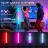 2 Pack 4FT RGB Tube Lights with Stands 5000mAh Battery 500 Modes Remote Dimmable Video Light