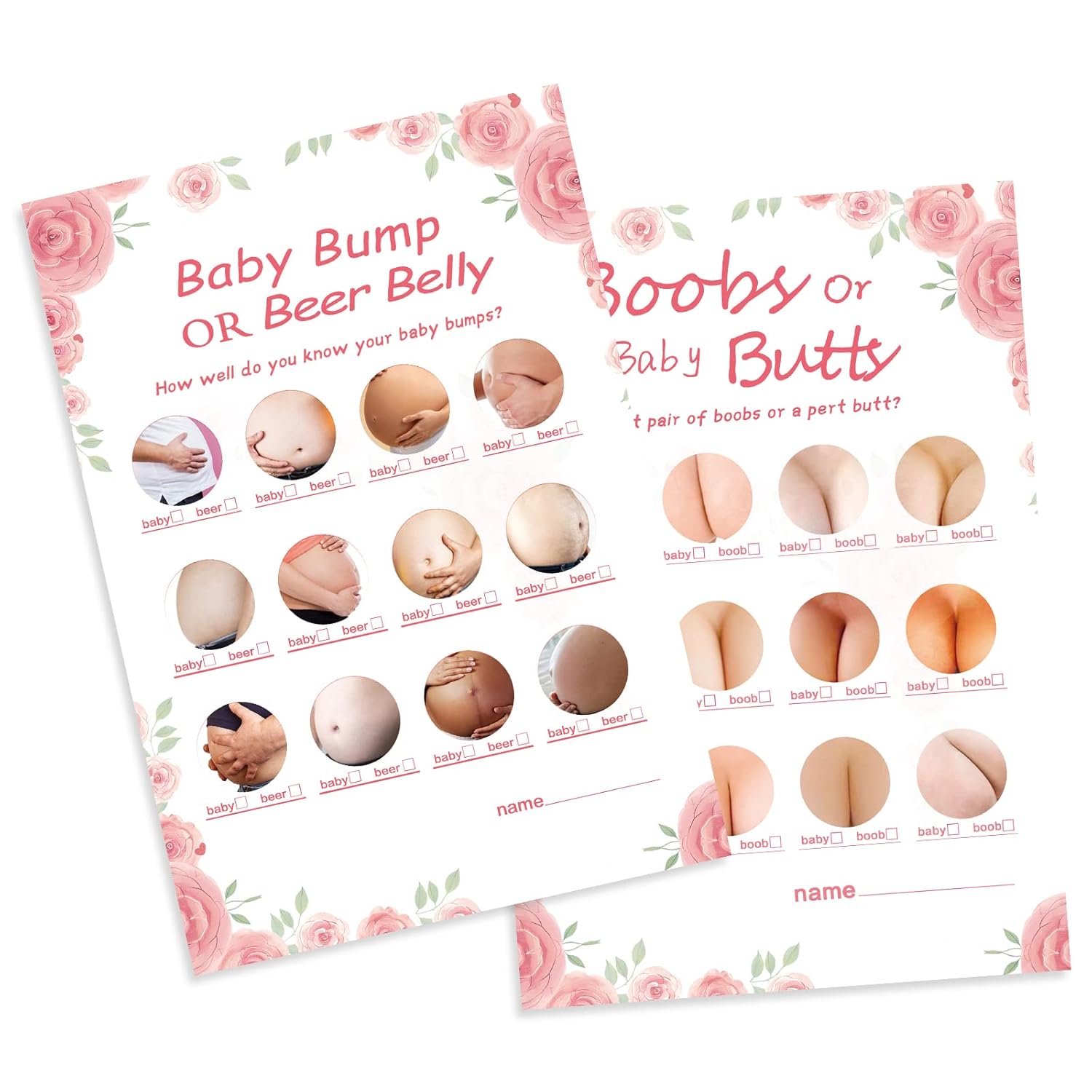Baby Shower Games For Girl-2 Games(50 Of Each),Double-Sided,Thick Cardboard,Fun,Hilarious,And Easy To Play,Baby Shower Games 50 Guest,With Answer Keys