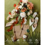 Artificial Flowers Fake Silk Dahlia Faux Foam Roses Combo For Diy Wedding Bouquets Centerpieces Arrangements Bridal Shower Party Home Decorations, Amber & Terracotta, 23Pcs