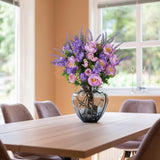 Artificial Flowers Silk Rose Peony Bouquets Purple Flowers Artificial Bouquet Silk Flower Arrangements For Home Table Centerpieces Wedding Indoor Outdoor Decorations