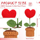 10 Pcs Crochet Heart Flowers Potted Plant Bulk Mini Valentine'S Day Gifts For Teacher Artificial Handmade Knitted Flower For Women Team Coworker Office Staff Nurse Appreciation Gifts