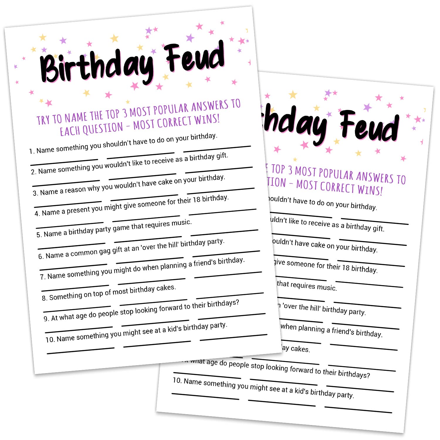 Adult Birthday Party Game, Birthday Feud Birthday Game Cards, Adult Birthday Party Game, Fun Novelty Cards For Birthday, Birthday Party Supplies Game Idea, 5 * 7 Inches