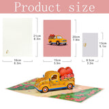 Car-Mounted Hearts Pop Up Greeting Card With Blank Note Card & Envelope, Ideal Gift For Celebrating Love, Holiday, Birthday, Anniversary, Valentine'S Day, Wedding, Engagement, Bridal Shower