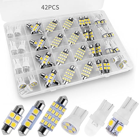 42 Piece Interior Car LED Light Bulb Kit Super Bright White Dome Map License Plate Trunk Courtesy Lights