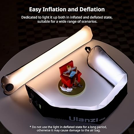 20W Bi Color Inflatable Tube Light Portable Handheld Magnetic LED Video Streaming Photography Light
