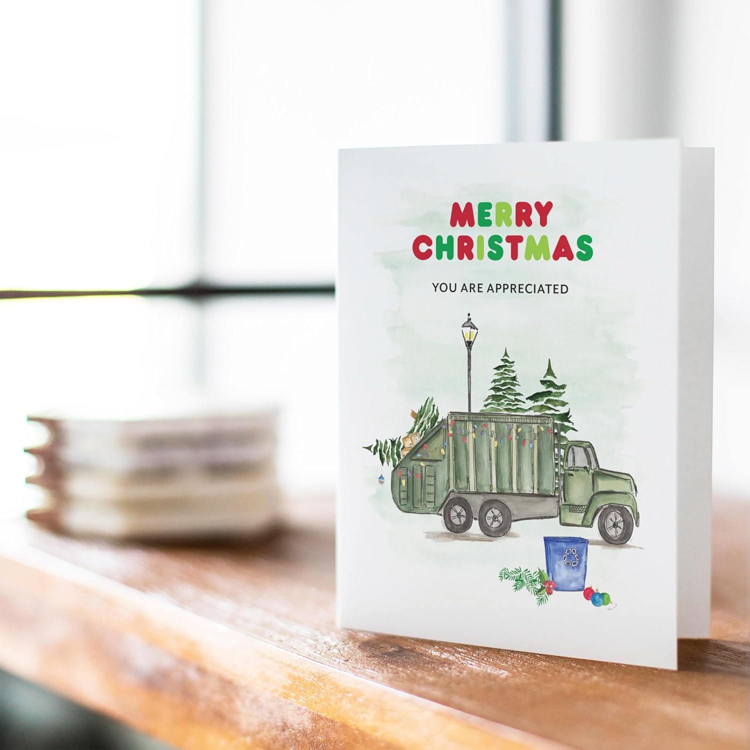 Thank My Driver Christmas Thank You, Gifts For Garbage Men Appreciation Christmas Cards For Trash Collector, Happy Holiday Card For Garbage Man, Recycle Truck, Waste Collection, Sanitation Worker