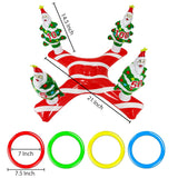 Giant Inflatable Christmas Tree Ring Toss Party Game Toys Kids Adults Family Stocking Stuffers Christmas Party Supplies Favors Decoration Indoor Outdoor Games(4 Score Santa Base, 4 Rings)