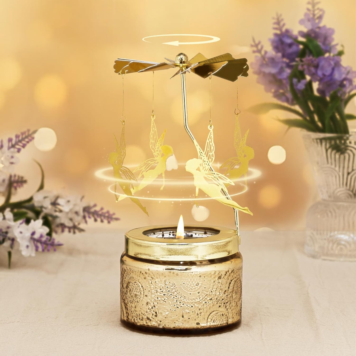Magic Fairy Gifts For Women, Rotating Lavander Scented Candle With Gift Box Bag, Unique Birthday Gift For Mom Wife Daughter Best Friend Sister, Womens Gifts For Christmas Anniversary Valentines Day