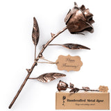 7 Year Anniversary Copper Gift For Her - Metal Rose Copper Gift For Wife 7Th Wedding Anniversary For Him Husband Couples, Everlasting Flower 22Nd 22 Year Handcrafted Love Stained Artwork