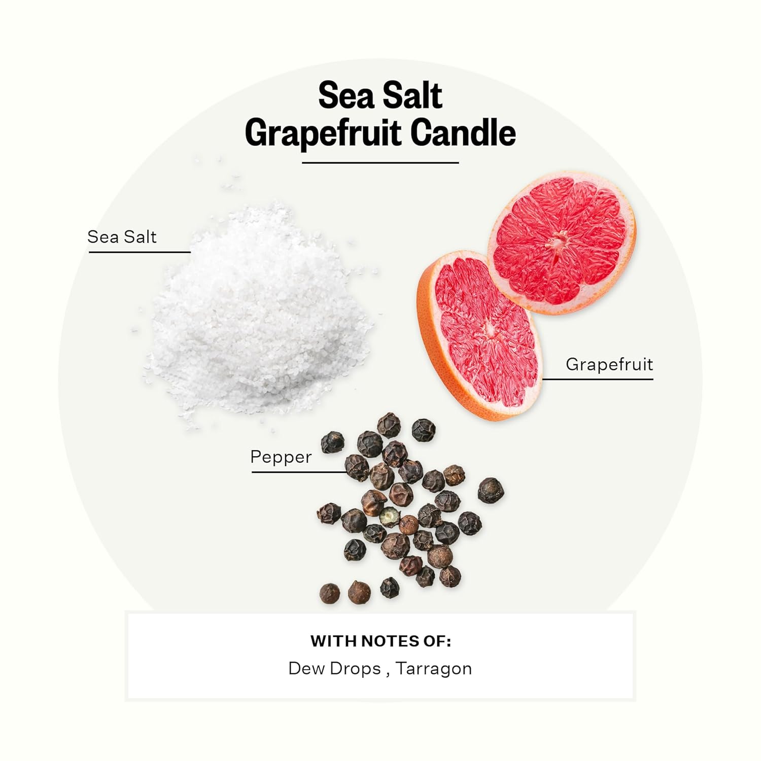 3-Wick Scented Candles For Home, Sea Salt Grapefruit - 26 Oz Soy Wax Jar Candle Gift For Women - Long-Lasting Fragrance With Perfume-Grade Essential Oils - Pepper, Dew Drops & Tarragon