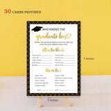 Who Knows The Graduate Best Game-Set Of 30, Graduation Party Cards, How Well Do You Know The Grad, Graduation Party Games, 2025 Party Supplies Decoration-Wktg01