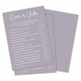 Over Or Under Game Cards For Bridal Shower(30 Pcs), Minimalism Pale Purple Wedding Party Game Cards, Mr & Mrs, Engagement Party, Bridal Shower Party Games & Activities - C04