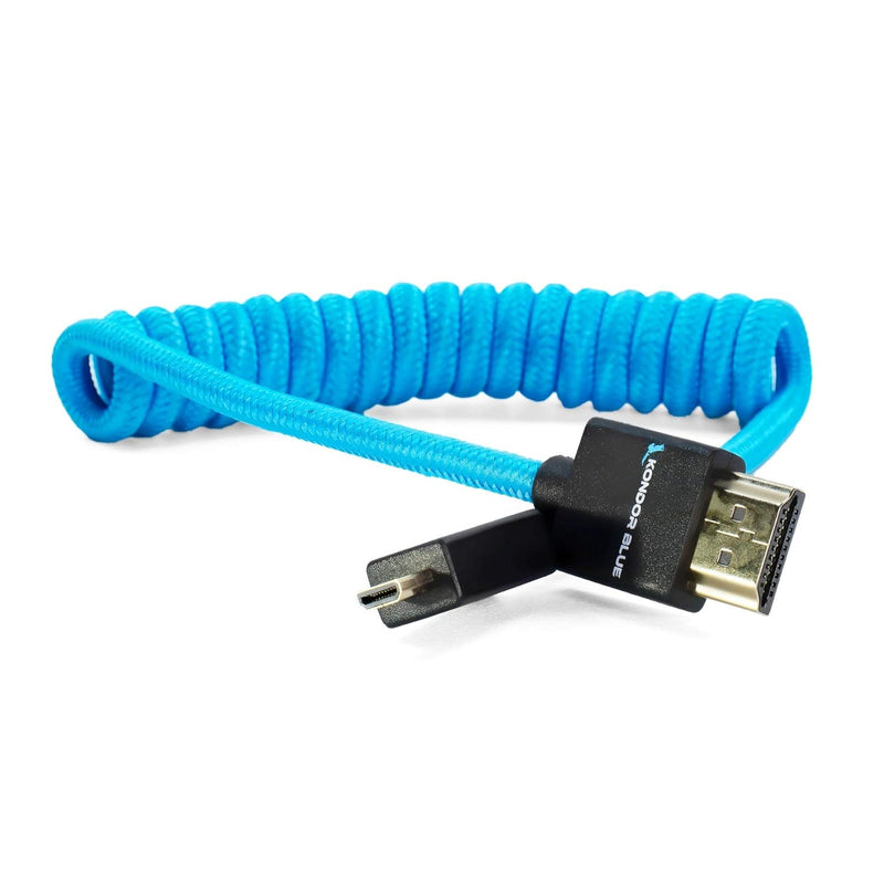 4K Micro Hdmi To Hdmi Thin Short Coiled Braided Cable For On-Camera Monitors,