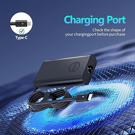 65W USB C Laptop Charger for Dell Latitude XPS Chromebook USB C Power Adapter with Charging Cable