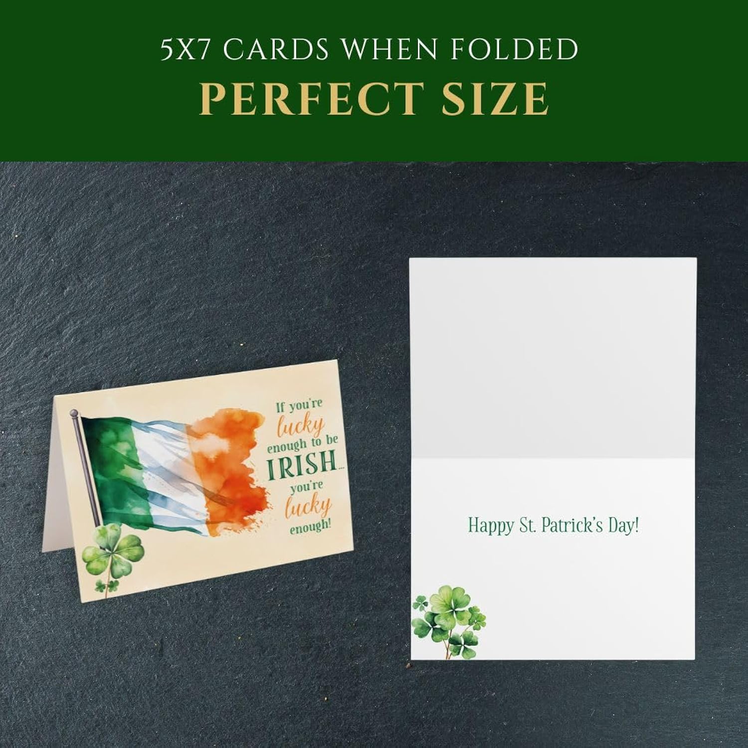St. Patrick'S Day Greeting Cards, Irish Blessing Cards, 5"X7" Folded Card W/Envelope, Single Card, Made In Usa By A Small Family Business (Lucky Enough)