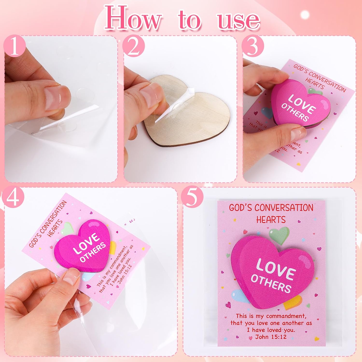 60 Sets Christian Valentines Cards Bulk God'S Conversation Hearts Valentine Bible Verse Cards With Wooden Heart Pocket Tokens Christian Religious Gifts For Valentine'S Day Sunday School Birthday