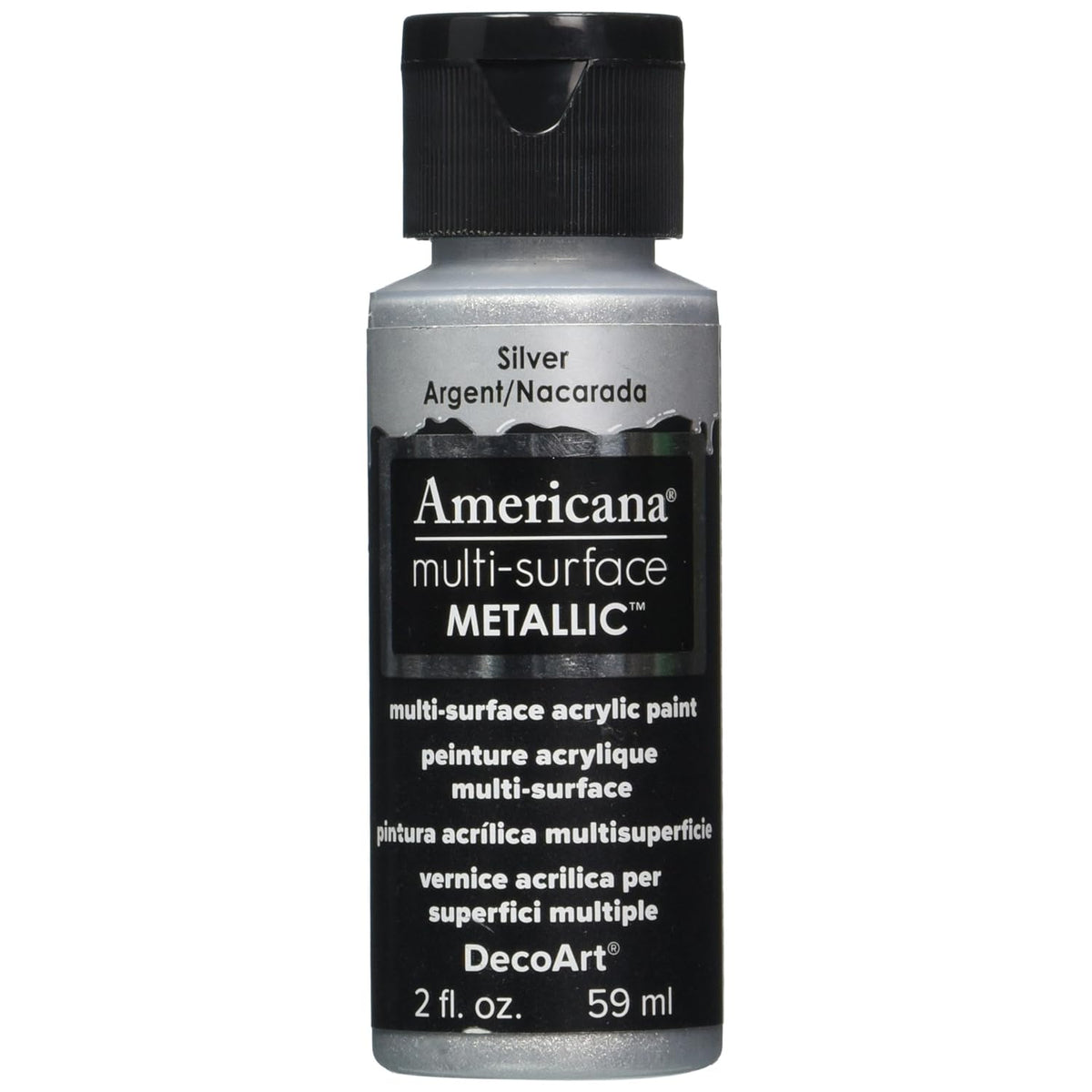 DecoArt Americana Multi-Surface Metallic Paint, 2-Ounce, Silver