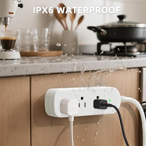 Outdoor Weatherproof Power Strip IPX6 3 Outlets 5 Ft Waterproof Extension Cord