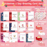 24 Pack Valentine'S Day Cards With 12 Envelopes, 24 Sticker Seals - 12 Designs, 4X6 Inch Unfolded Cards, Printed Message Inside, Premium Cardstock, Perfect For Valentine’S Day Wedding Mother Day, Gift Packaging Included