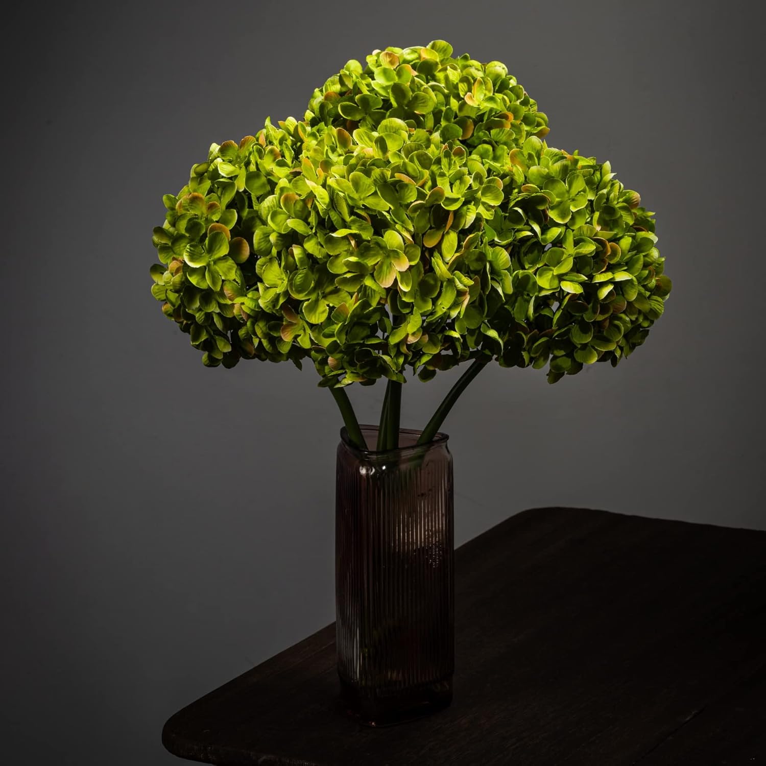 High Details Hydrangea Silk Flowers (About 225 Petals Each Flower), Artificial Hydrangea Flowers, Green Silk Hydrangea Flowers Pack Of 4 (Green)