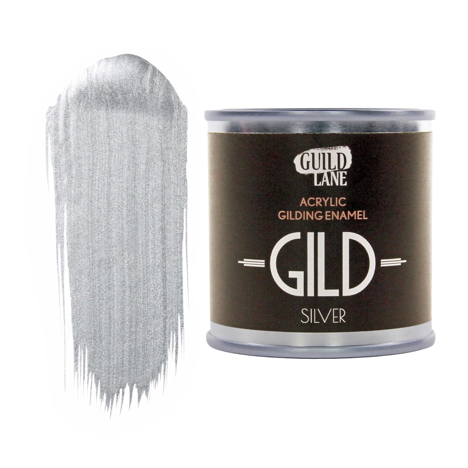 Gild Metallic Acrylic Enamel Paint - Silver - For Wood, Metal, Glass, Furniture & Crafts - Water-Based, Non-Tarnish Finish - 125Ml Tin - Made In Britain
