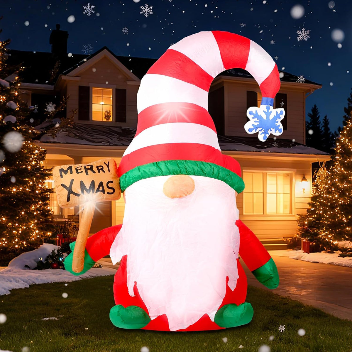 6 Ft Christmas Inflatables Decorations Outdoor?Blow Up Gnome Tumbler With Built-In Led Lights For Indoor Holiday Party Y