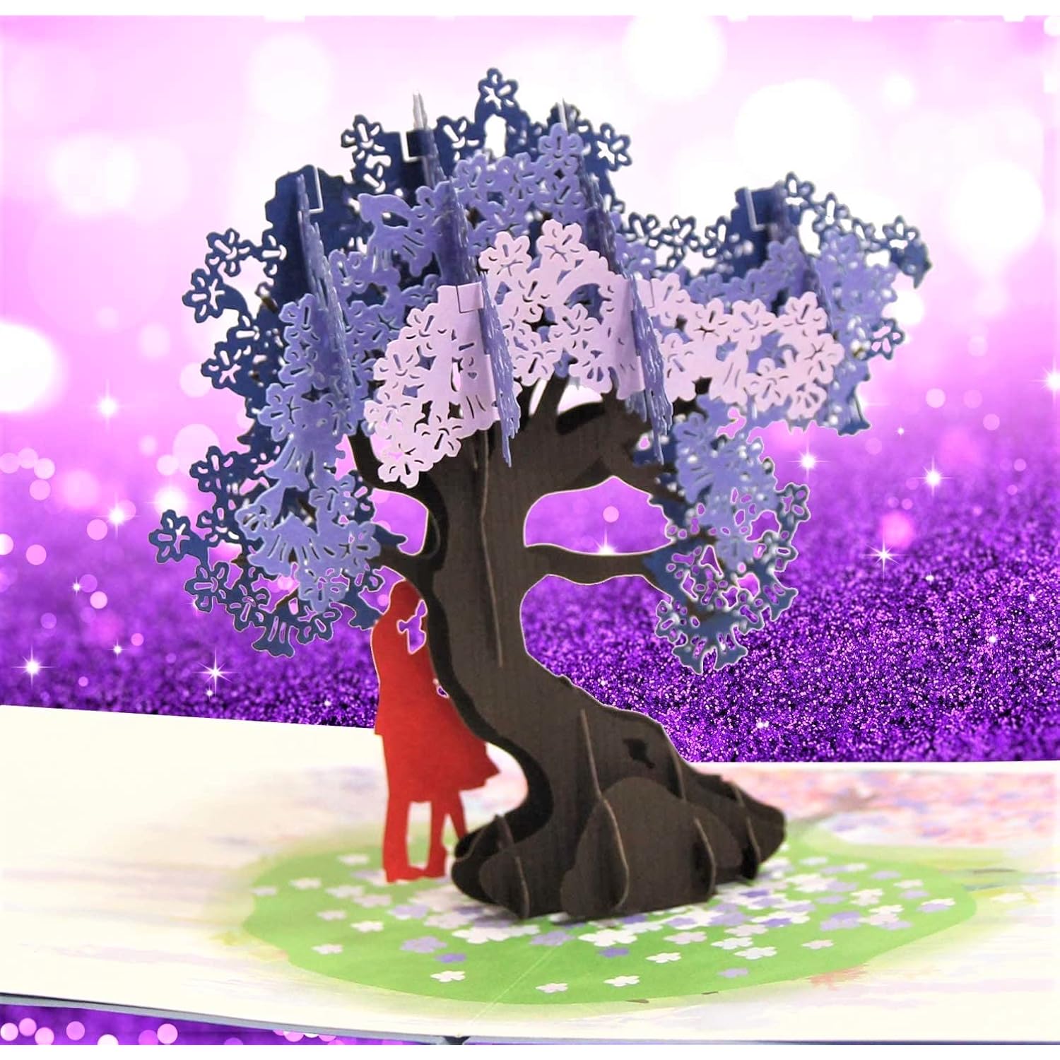 Anniversary 3D Pop Up Card Couple Under Jacaranda Design(6X8 Inch)