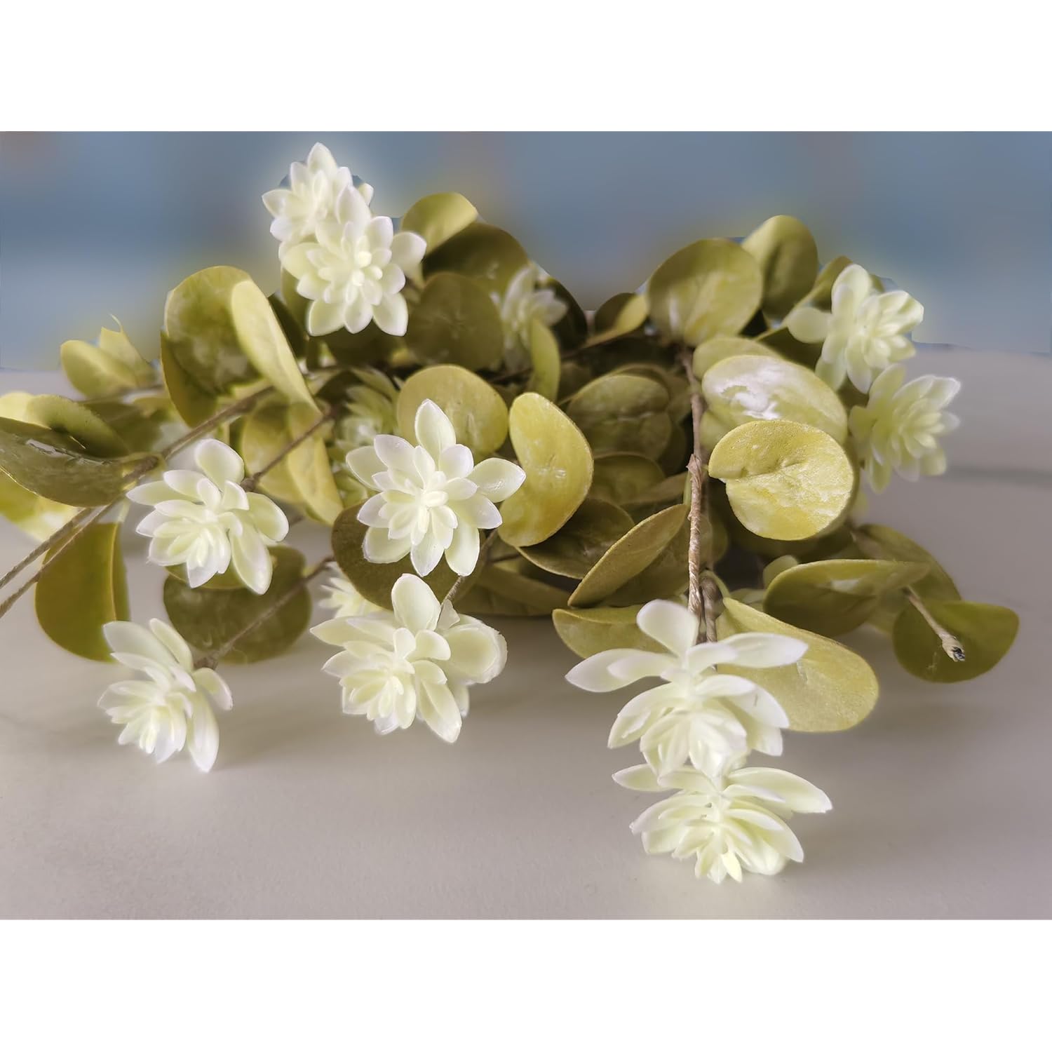 Artificial Leaf Stem Flower Little Lotus Branches Fake 6Pcs 24" Plastic Plants For Vase Stuffing Flower Arrangement Garland Wedding Bouquets Home Centerpieces Decorations (Olive Green)