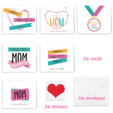 36 Pcs Mother'S Day Greeting Cards With Envelopes,6 Assorted Unique Designs For Mother'S Day
