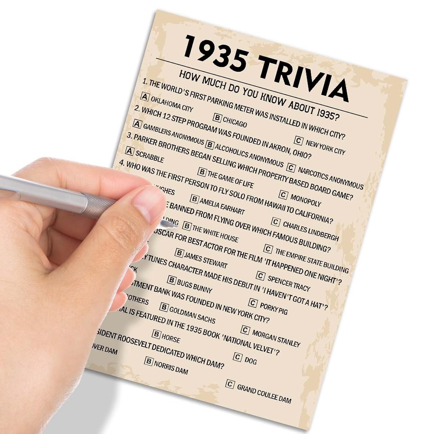 90Th Birthday Party Games, 1935 Trivia Games, Birthday Party Supplies For Adults, Fun 1935S Party Game?Pack Of 30 Cards