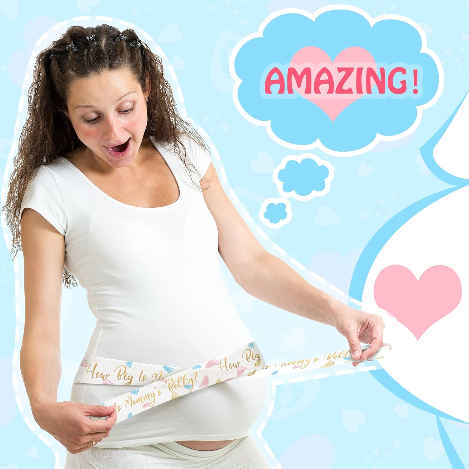 2 Rolls Baby Shower Games Tummy Measuring Tape Belly Measure Game Baby Tape Game Baby Shower Party Favors Measure Tape Game Supplies For Women, 2 Inch X 150 Feet