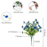 Faux Flowers For Outdoor Planters, Artificial Flowers For Outdoors, 12 Bundles Outdoor Flowers Uv Resistant, Blue, Uv Resistant Fake Plant