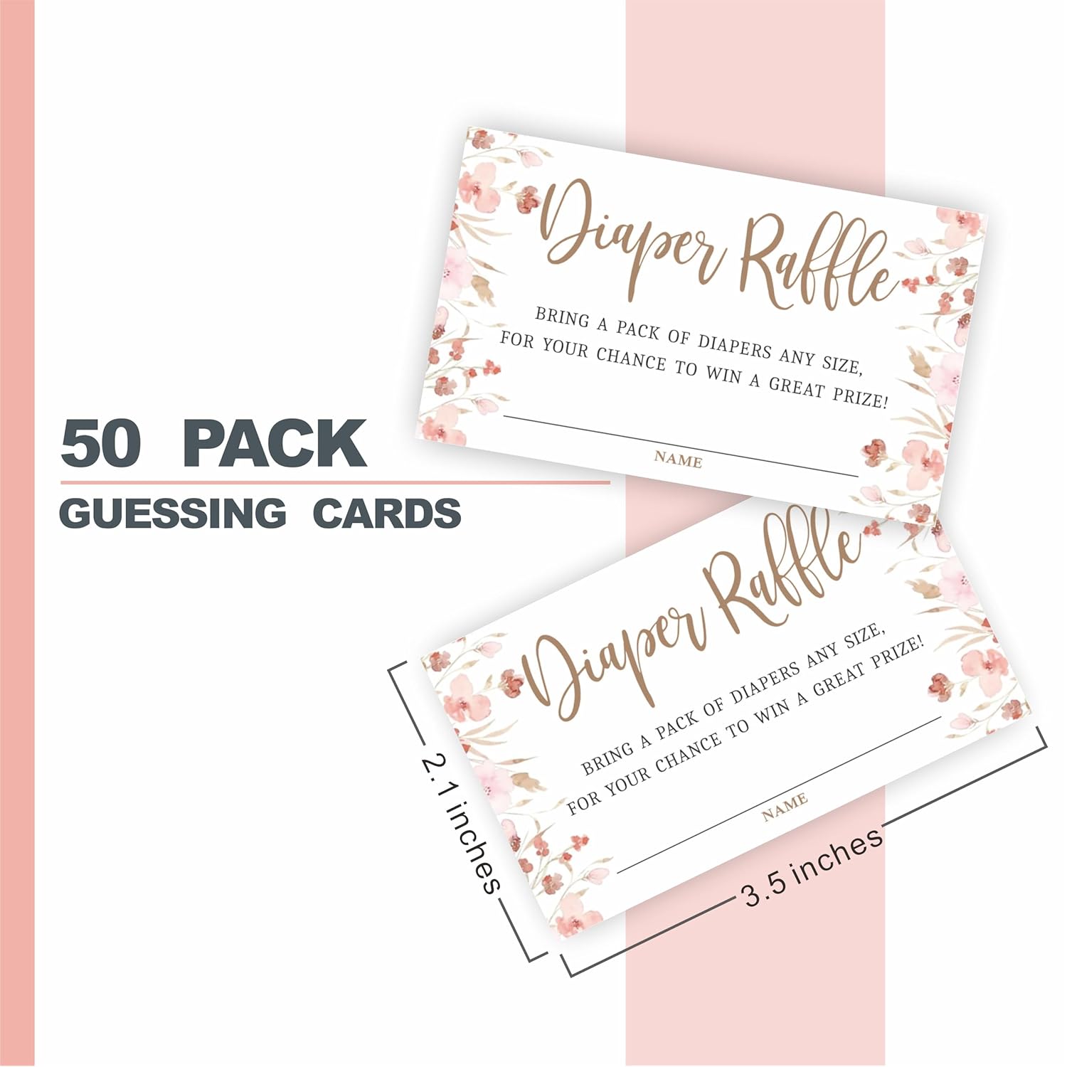 B10 Diaper Raffle Game Kit - Wildflowers Theme - 1 Sign & 50 Tickets, Decoration For Girl'S Baby Shower, Gender Reveal, Baby Announcement, Party Favor & Decorations