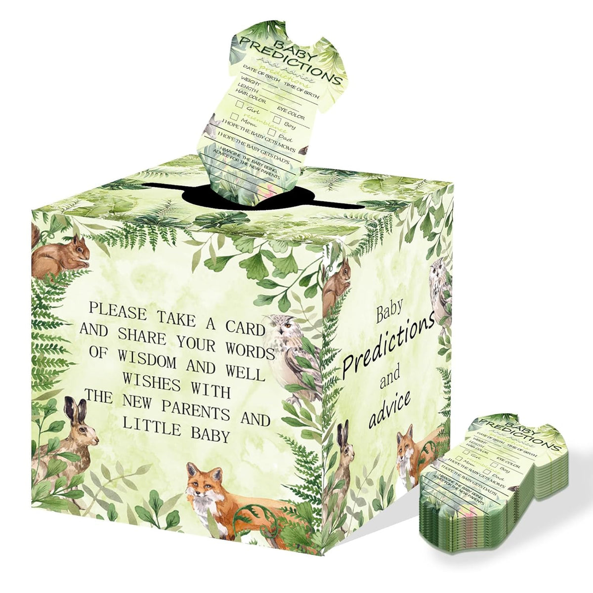 Woodland Baby Shower Activity By Printed Party, Woodland Baby Shower Decorations, Advice For New Parents Baby Shower, Set Of 50 Cards, Gender Neutral Forest Animals Theme