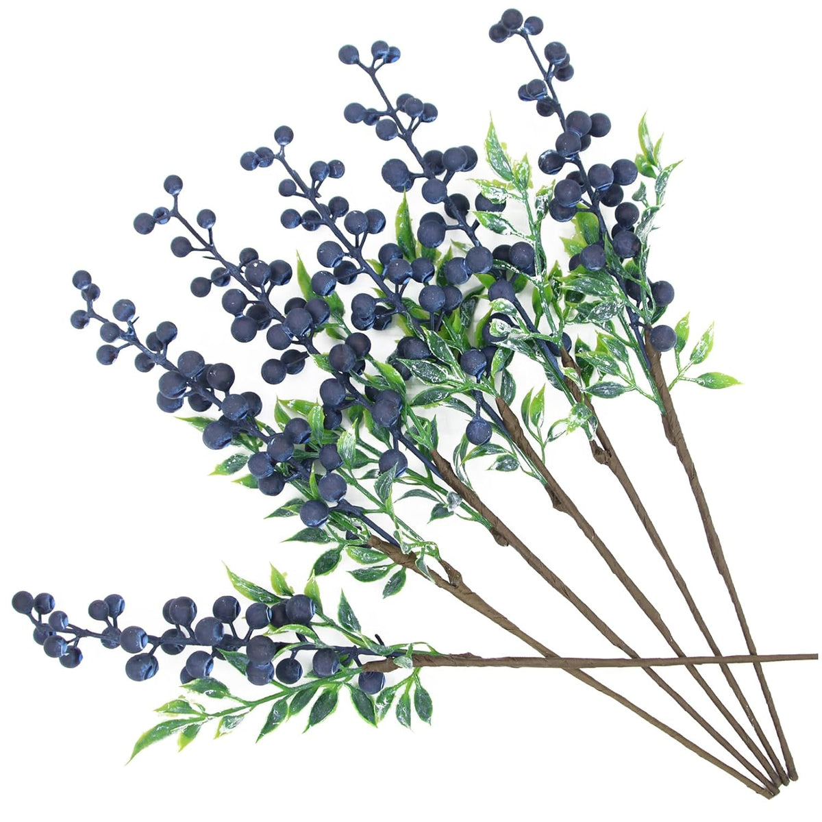 6 Pcs Artificial Blueberry Stems Blueberry Decor Christmas Berries Faux Blueberries Fake Fruit For Home Kitchen Party Decoration Vases And Diy Floral Arrangements(Blue)