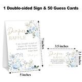 Baby In Bloom Diaper Raffle Tickets, Baby Shower Games For Gender Reveal Party Decorations & Supplies, 1 Sign & 50 Cards Set-A04