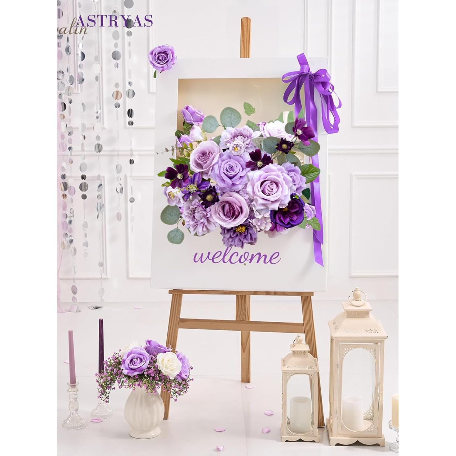 Purple Artificial Flowers Combo Mix Fake Roses Faux Peony Silk Dahlia With Stems For Diy Wedding Bouquets Centerpieces Arrangements Bridal Shower Party Home Decorations Floral Arrangements