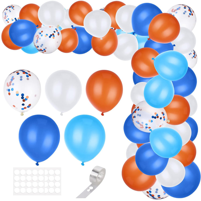 85 Pcs Blue And Orange Balloons Garland Arch Kit 5/10/12 Inch Orange B