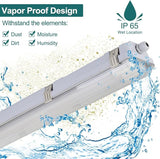 6 Pack 4FT LED Vapor Tight Lights 40W 5600LM 5000K IP65 Surface Mount Fixtures with T8 Tubes