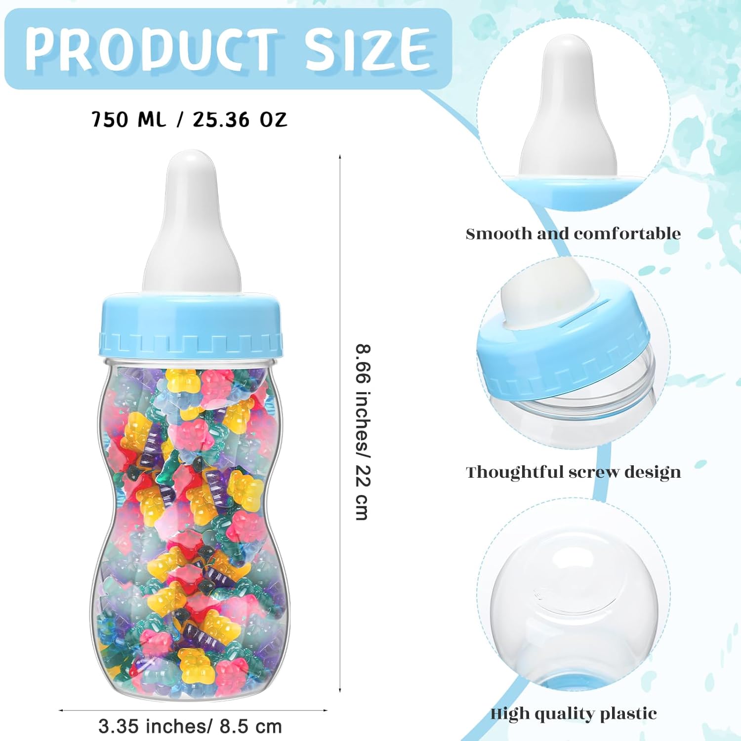 122 Pcs Baby Shower Games Guess How Many Bears 100 Guessing Cards 20 Pencils 1 Bottle 1 Wood Standing Sign For Baby Shower Games Gender Reveal Party Decoration(Blue)