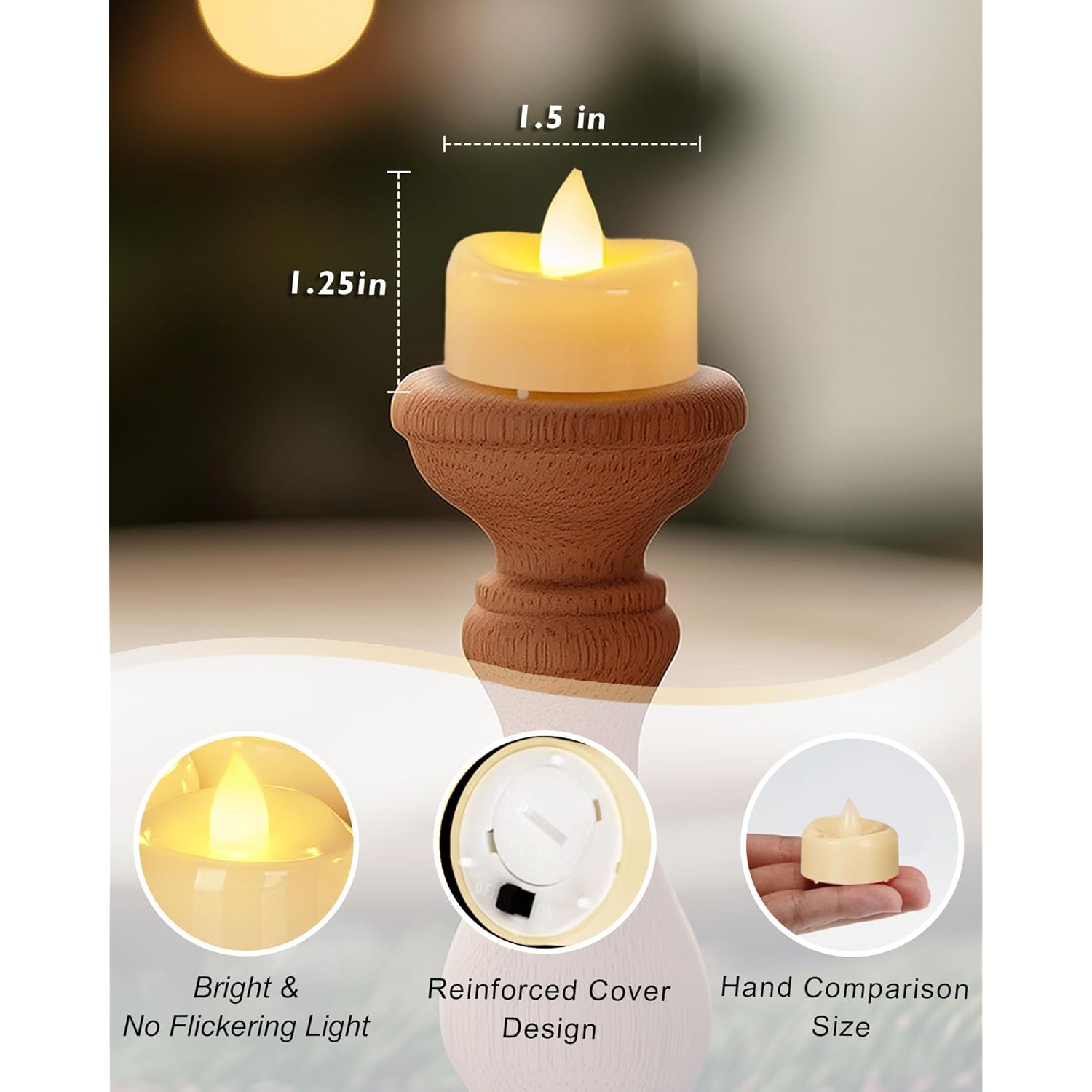 Flameless Candles, 50Pcs Tea Lights Candles Battery Operated, Flameless Tealight Candles No Flickering, Electric Tea Light Votive Candles - Ivory - 1.5" X 1.25"