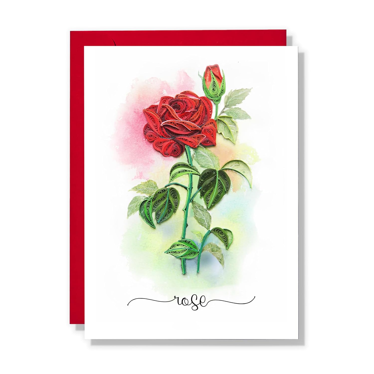 Happy Birthday And Mother Day Quilling Cards Flower - 3D Greeting Card Paper Handmade Art - Design Greeting Card For Christmas Birthday Anniversary Mother Thank You - Design Gift For Friend Love Mom With Envelop (Rose Flower)
