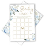 Baby In Bloom Baby Shower Games For Boy Girl, Spring Blue Floral Bingo Game Gender Neutral Party Decorations Favors Ideas, 25 Pcs, 5X7 In-C03