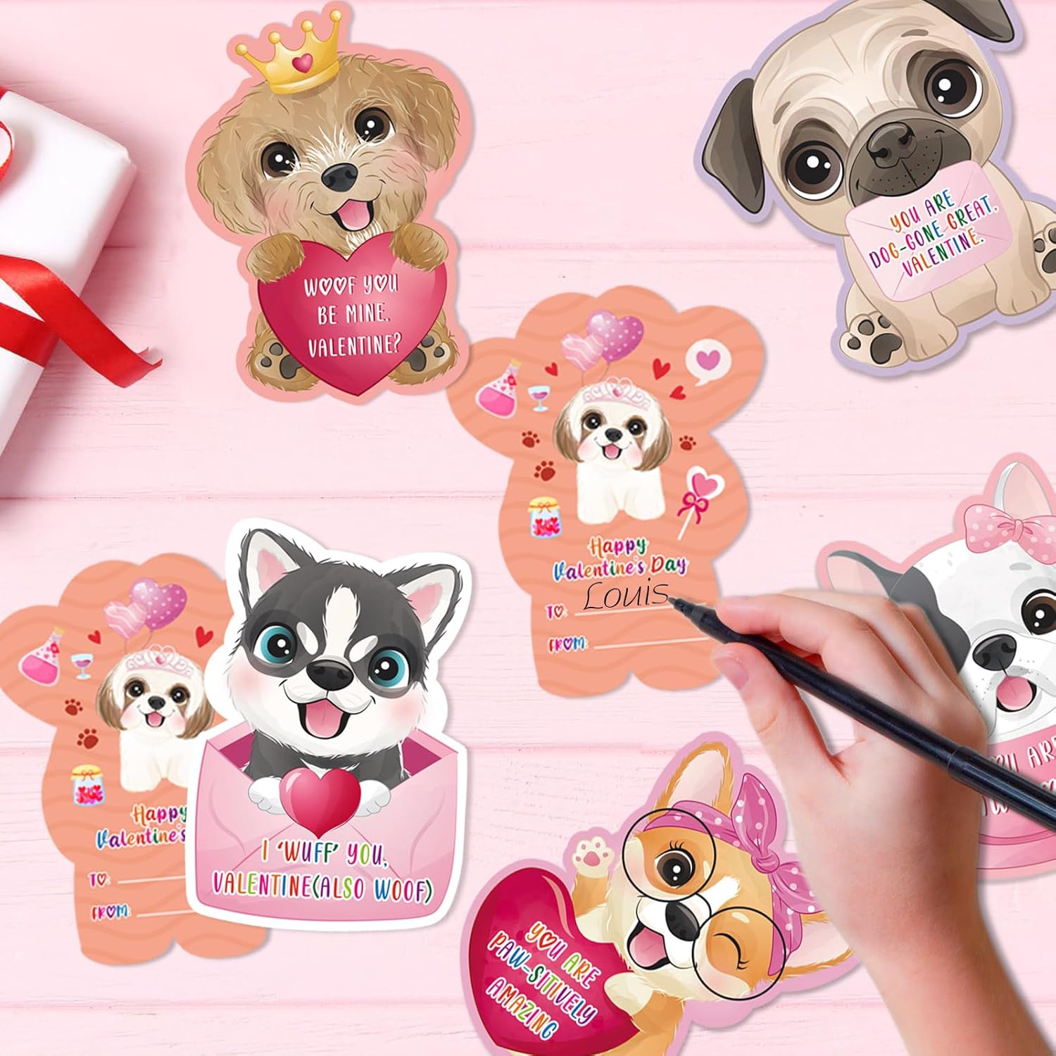 Dog Valentines Day Cards For Kids Classroom 30Pcs Kids Valentines Day Cards With Envelopes Puppy Valentine Exchange Cards Valentines Day Greeting Cards For Girls Boys Classroom Gift Exchange