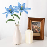 1-Pack Crochet Flowers, Knitted Artificial Wool Lily For Mother'S Day/Wedding/Birthday/Diy Decor, Handmade Knitted Flowers [Blue]