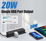 Under Desk Surge Protector Power Strip 12 Outlets 4 USB Ports USB C 6FT Wall Mount 1200J Black
